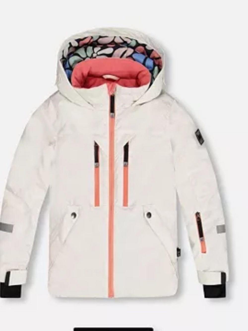 deux par deux White & Pink Hooded Puffer Jacket